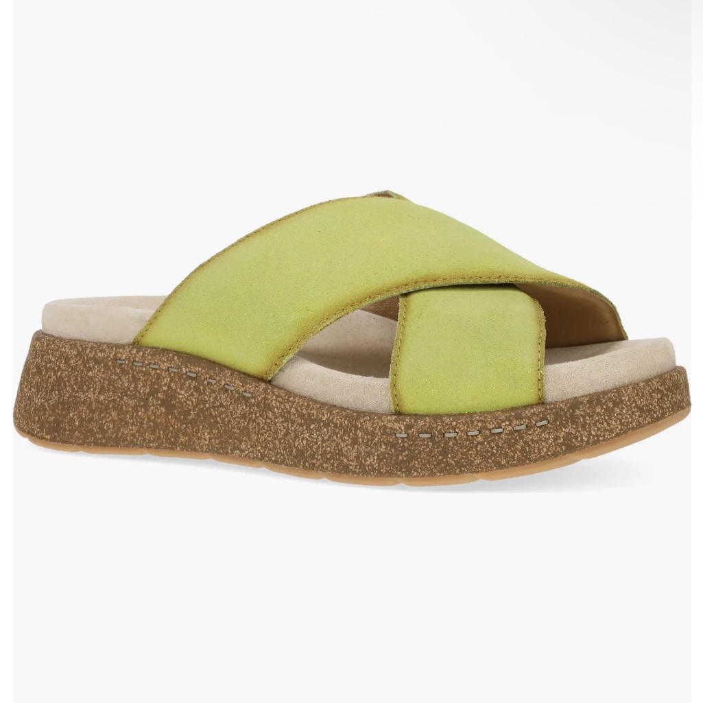 New Dansko Bridget Platform Wedge Slide Sandal Lime Suede Size 40 Us 10